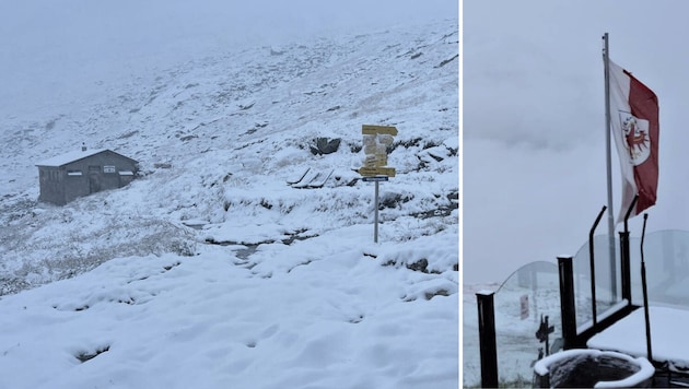 Auf den Bergen fiel schon Schnee, wie etwa im Zillertal oder Ötztal. Und es kommt noch mehr dazu. Weiß kann es in den nächsten Tagen auch im Tal werden. (Bild: ZOOM Tirol/Greizer Hütte)