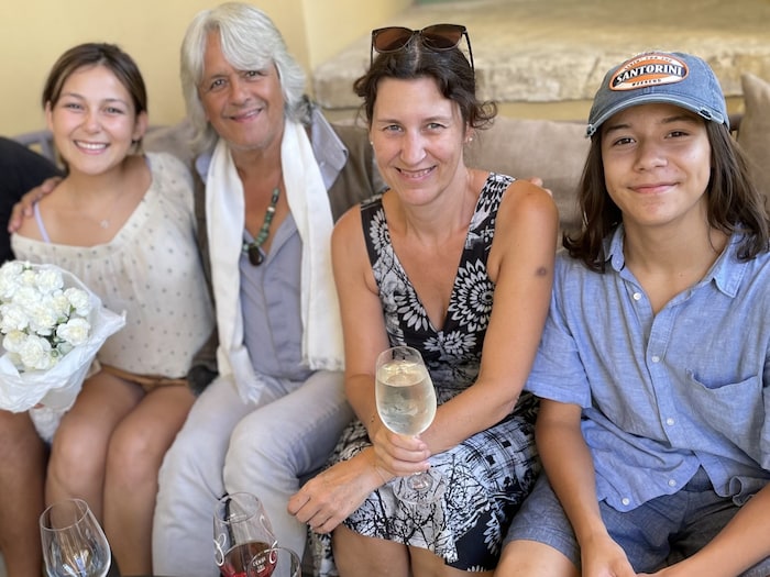 Daniel with his parents and sister.
