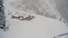 Tief winterlich präsentiert sich aktuell die Obersteiermark, hier ein Bild von der Riesneralm. (Bild: Riesneralm Webcam)