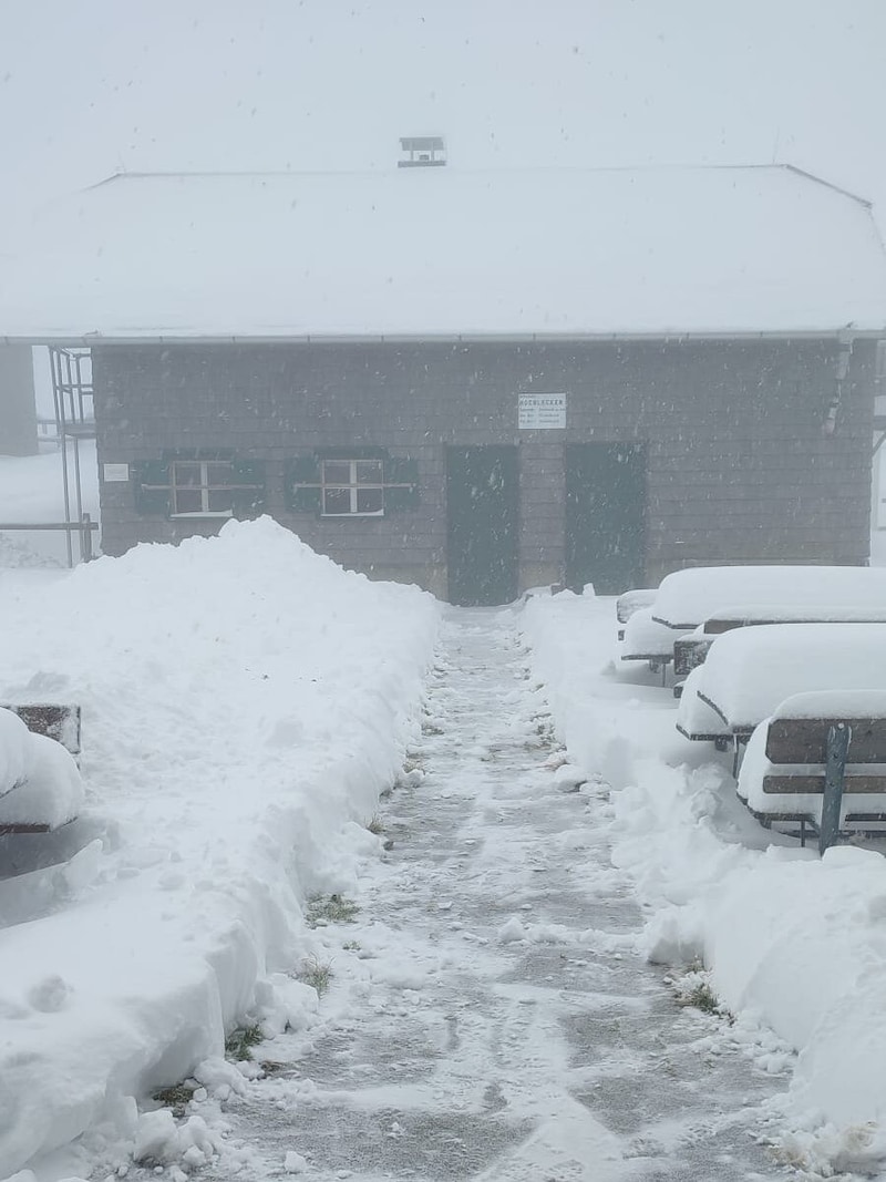 Der Zugang zum Hochleckenhaus wurde freigeschaufelt (Bild: Hochleckenhaus)