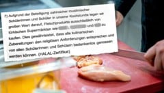 Laut Einkaufsliste sollte im Kochunterricht nur Halal-zertifiziertes Fleisch auf die Teller kommen. (Bild: Krone KREATIV/Imre Antal, zVg)