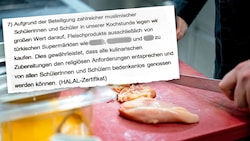 Laut Einkaufsliste sollte im Kochunterricht nur Halal-zertifiziertes Fleisch auf die Teller kommen. (Bild: Krone KREATIV/Imre Antal, zVg)