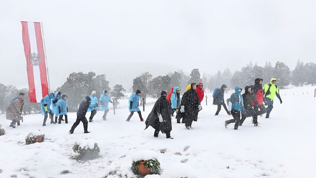 Schnee und Sturm hatten am Samstag die Ramsau im Griff. (Bild: (c) Martin Huber – all rights reserved)