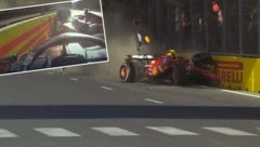 Carlos Sainz und Sergio Perez kollidierten kurz vor Rennende. (Bild: Screenshot ServusTV)