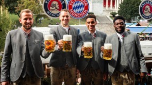 Harry Kane, Manuel Neuer, Jamal Musiala und Alphonso Davies (v.l.n.r.)
