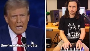 Im Video zum Song (siehe unten) spielt der Künstler Ausschnitte aus dem TV-Duell zwischen Donald Trump und Kamala Harris ein. (Bild: YouTube.com/The Kiffness)