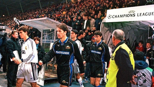 Sturnm kehrt nach 23 Jahren wieder auf die große Bühne zurück. Im Bild: Sturm gegen Real Madrid in der Jubiläumssaison 1998. (Bild: GEPA/GEPA pictures)