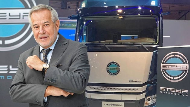 Steyr Automotive - here owner Sigi Wolf - now has high hopes for the cooperation with SuperPanther. (Bild: Krone KREATIV/Markus Wenzel, Steyr Automotive)