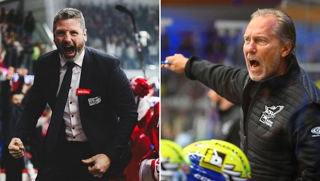 Kirk Furey (left) and Tray Tuomie (right) will lead the KAC and VSV respectively into the new ice hockey season on Friday. (Bild: Gepa, Pessentheiner)