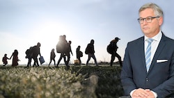 Menschenleben statt Budget: Magnus Brunner übernimmt als EU-Kommissar die Migrations-Agenden. (Bild: Krone KREATIV/Ajdin Kamber – stock.adobe.com, HELMUT FOHRINGER / APA / picturedesk.com)