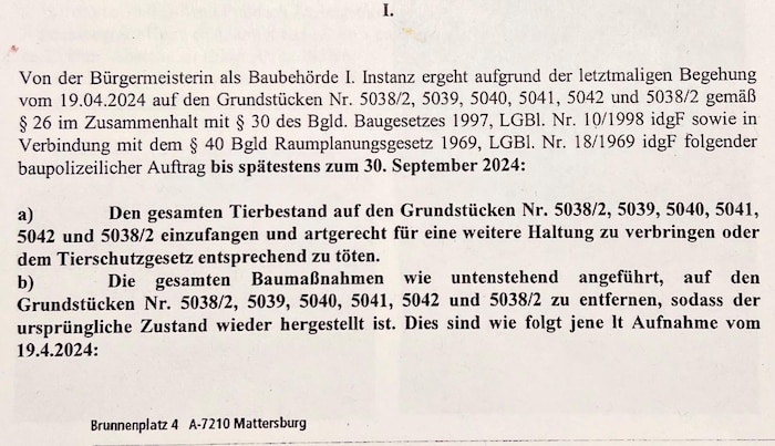 Der Bescheid der Stadtgemeinde.