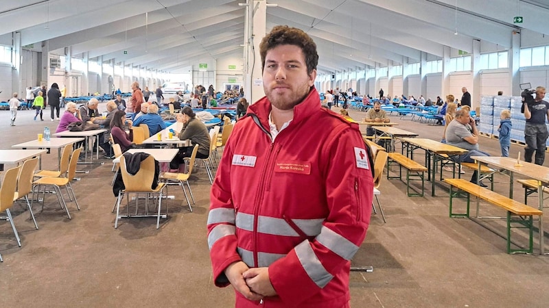 The Red Cross has emergency accommodation at the Tulln exhibition center. (Bild: Thomas Lauber)