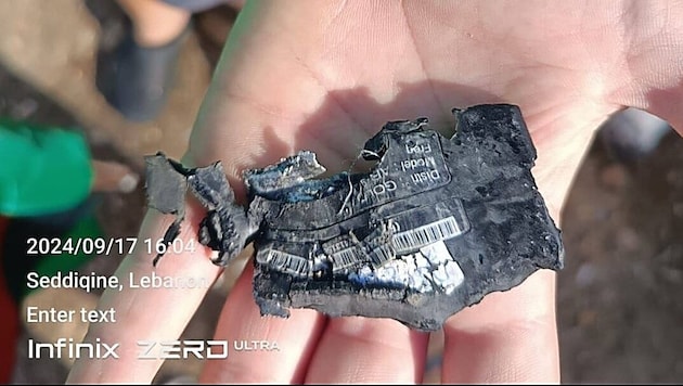 This is what remained of one of the detonated devices. (Bild: x.com)