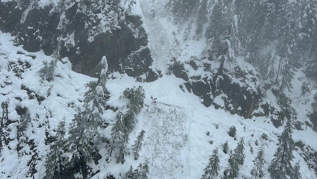 The hiker was buried in this avalanche (Bild: Bergrettung)