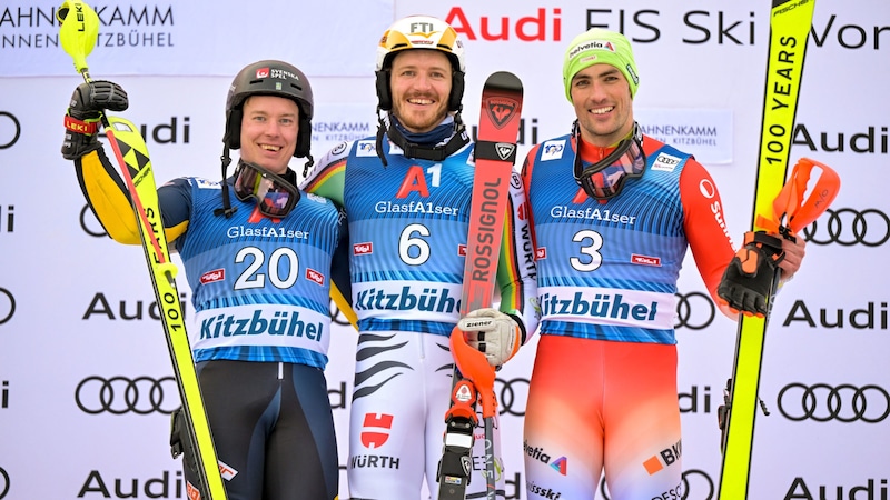 In Kitzbühel wurde Kristoffer Jakobsen (l.) sensationell Zweiter. (Bild: GEPA)