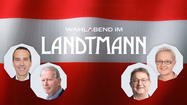 Former Chancellor Christian Kern and Reinhold Mitterlehner as well as political experts Heidi Glück and Josef Kalina will be discussing the election evening live - and you can be there! (Bild: Krone KREATIV/zVg)