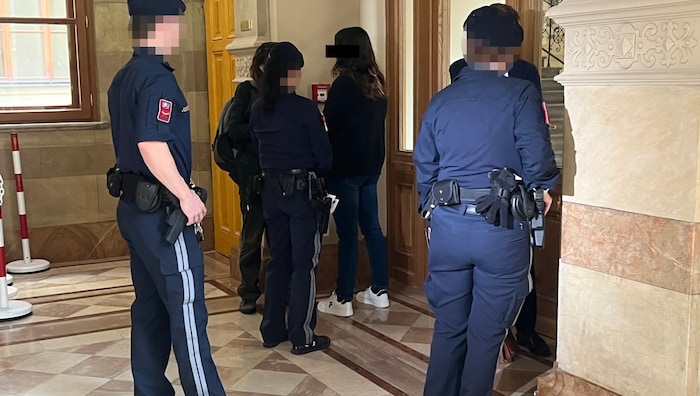 The convicted mother at the Palace of Justice in Vienna on Thursday.
