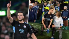 Kevin Wimmer jubelte erst über sein Supertor, dann bat die Mama zur „Analyse“. (Bild: AFP/AFP, Instagram.com/skslovanbratislava)