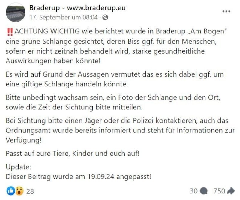 (Bild: Facebook.com/Braderup (Screenshot))