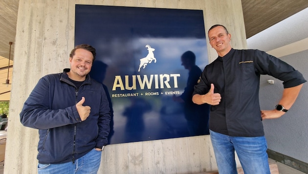 Stefan Monitzer (left) and Ralf Berner before the reopening of the Auwirt. (Bild: Andreas Moser)