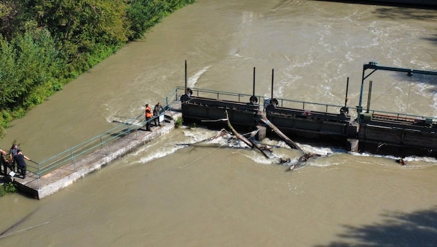 The army cleared a blockage at the fire station in Gattendorf. The water levels are finally dropping (Bild: Bezirksfeuerwehrkommando Neusiedl am See)