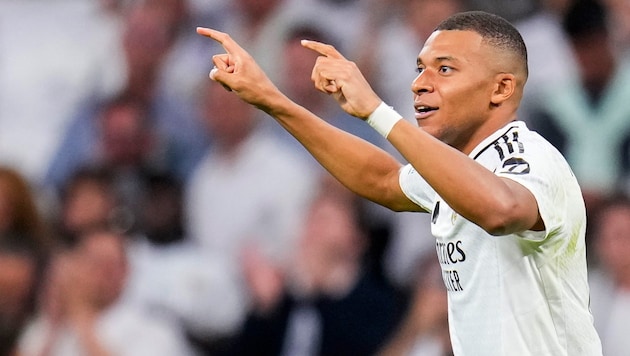 Darf Reals Kylian Mbappe gegen Eypanyol wieder jubeln? (Bild: AP)