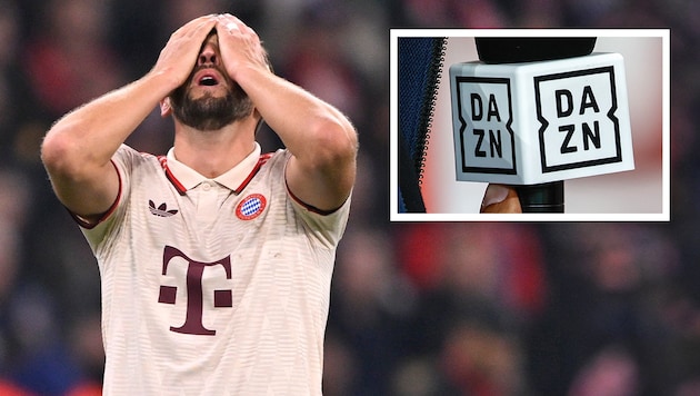 Will Bayern superstar Harry Kane still be annoying on DAZN next season? (Bild: Krone KREATIV/picturedesk)