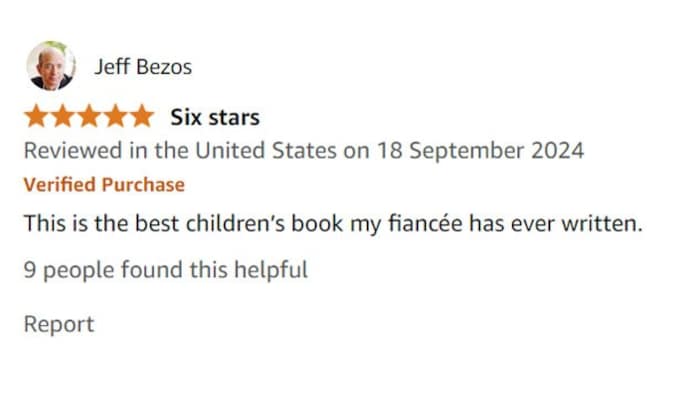 Screenshot of Jeff Bezos' loving entry.