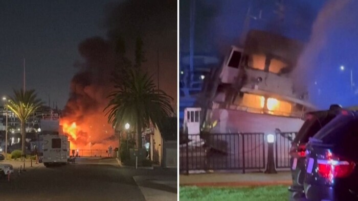 Flames and smoke could still be seen from a great distance.