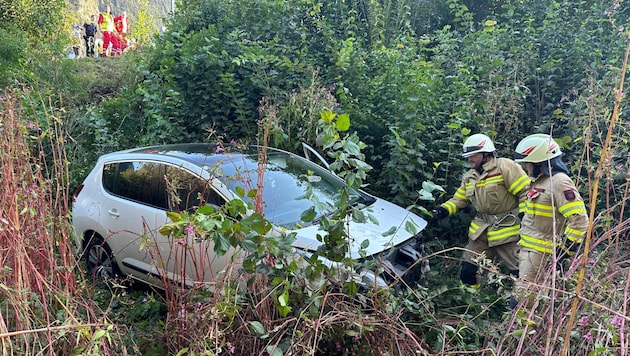 Der Wagen landete im Gebüsch. (Bild: ZOOM Tirol/zoom.tirol)