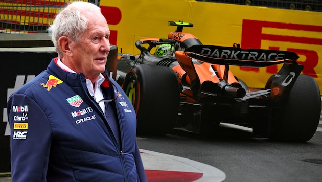 Für Helmut Marko (l.) hat McLaren die Grenze des Erlaubten überschritten. (Bild: AFP/APA/ANDREJ ISAKOVIC, GEPA Pictures)