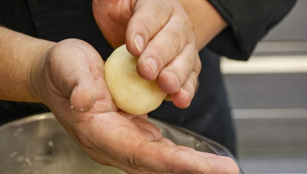 ...der Knödel wird fachmännisch geformt (Bild: Tschepp Markus)