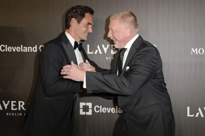 Roger Federer traf in Berlin auch Boris Becker.