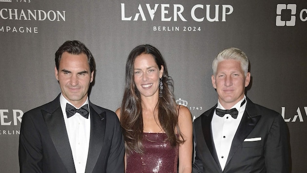 Roger Federer with Ana Ivanovic and Bastian Schweinsteiger at the Laver Cup. (Bild: www.viennareport.at/(c) www.VIENNAREPORT.at)