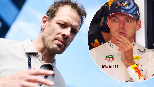 Alexander Wurz (left) comments on the penalty for Max Verstappen. (Bild: AP ( via APA) Austria Presse Agentur/MAX SLOVENCIK, GEPA)