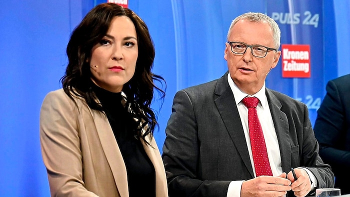 „Krone“-Chefredakteur Klaus Herrmann Manuela Raidl von Puls 24 moderieren die Elefantenrunde.