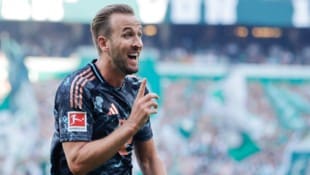 Harry Kane besuchte nach dem Länderspiel seine Statue. (Bild: AFP/APA/AXEL HEIMKEN)