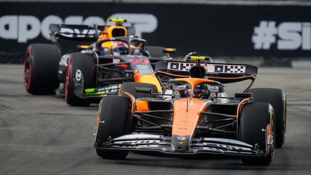 Wer darf am Marina Bay Street Circuit jubeln? (Bild: AP ( via APA) Austria Presse Agentur/ASSOCIATED PRESS)