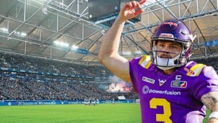 Quarterback Ben Holmes und die Vienna Vikings wollen in der Arena auf Schalke jubeln. (Bild: Krone KREATIV/SEPA.Media, Sport Moments)