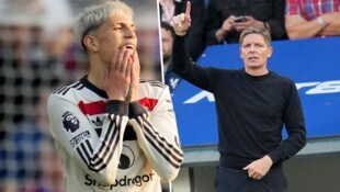 Oliver Glasner (re.) holt einen Punkt gegen Manchester United.