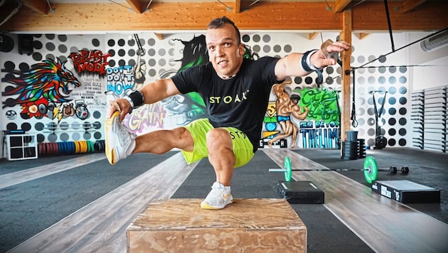 One-legged box jumps are part of Wallner's training. (Bild: Pail Sepp)