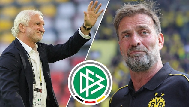 Jürgen Klopp (right) is the DFB's preferred candidate. (Bild: AFP/SID)