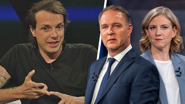 According to Dominik Wlazny, he has turned down offers from the SPÖ and NEOS to run with his beer party. But that is probably only half the truth. (Bild: Krone KREATIV/ORF, APA Georg Hochmuth)