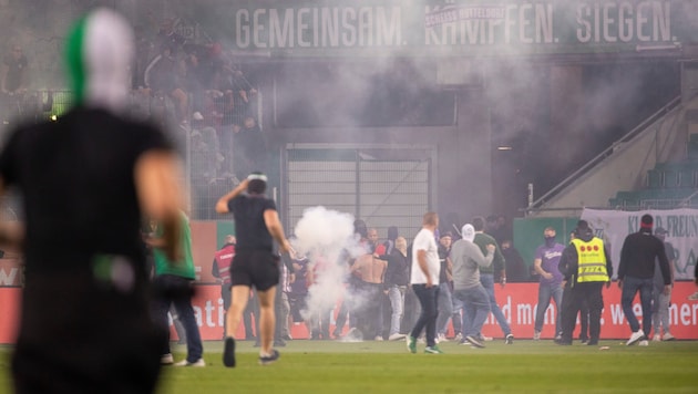 There were serious riots after Rapid's victory against Austria. (Bild: GEPA pictures)