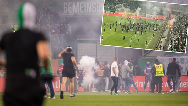 There were unpleasant scenes after the final whistle. (Bild: GEPA/z.V.g.)