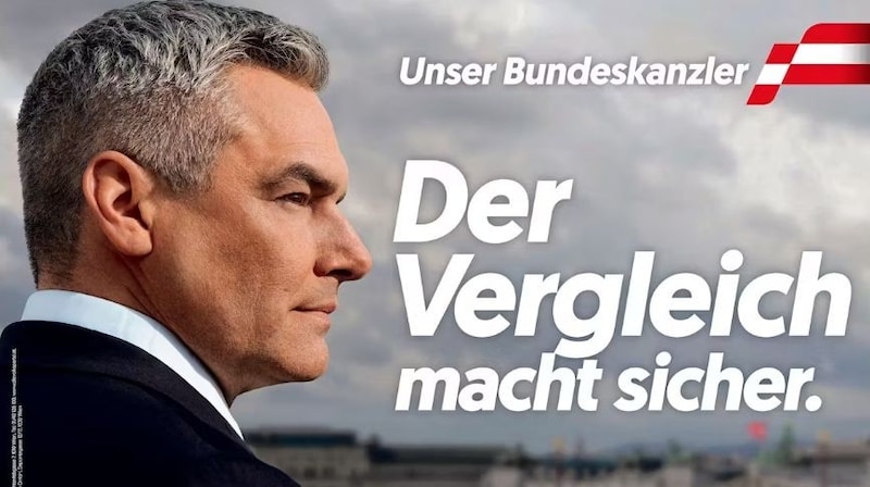 "Choose stability" or "choose the center" is the slogan on two other posters with a portrait photo of the ÖVP leader. (Bild: övp)