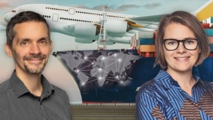 Die WU-Wissenschafter Stephan Lutter und Julia Kreimel verfolgen die Reise von Rohstoffen rund um die ganze Erde. (Bild: Krone KREATIV/stock.adobe.com, (c)2020 WU Wien)