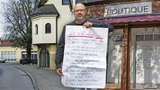 „Wutkaufmann“ Michael Liska nennt in seinem geschlossenem Shop Gründe, warum das Geschäft nicht ...