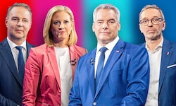 Die letzten Duelle bestritten Andreas Babler und Beate Meinl-Reisinger sowie Karl Nehammer und ...