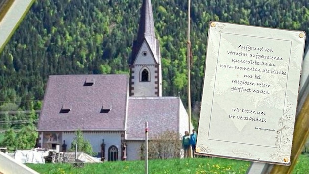 For fear of art theft, more and more churches in Carinthia are locked, such as the branch church in Laas in the Gailtal valley. (Bild: Wallner Hannes)